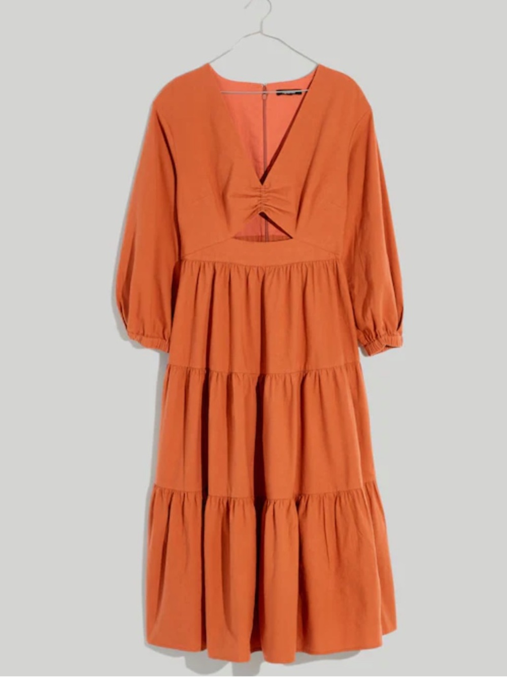 Madewell Crepe Cutout Midi Dress Earthen Red Size 12  Sold Out - Picture 5 of 11